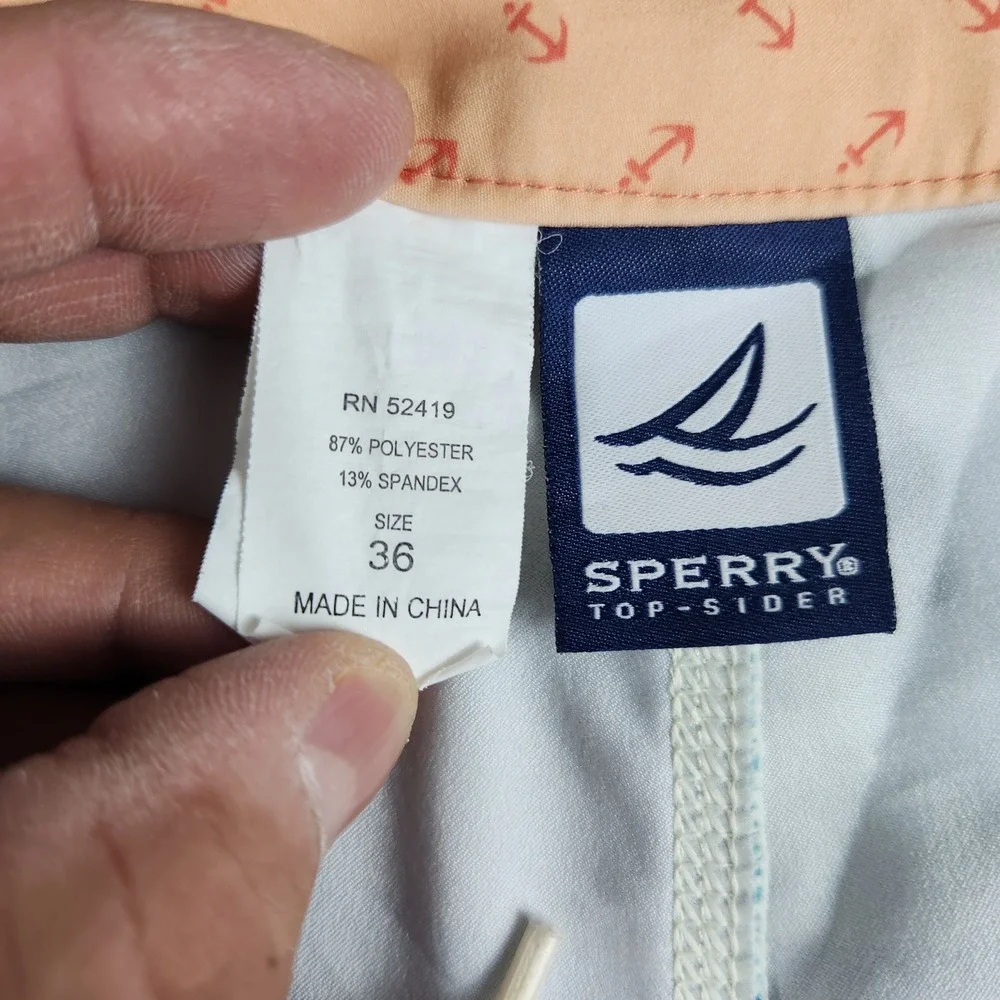 Sperry Top-Sider Swim Trunks Shorts Mens 36 Multi Striped Cargo Pocket Lace Up